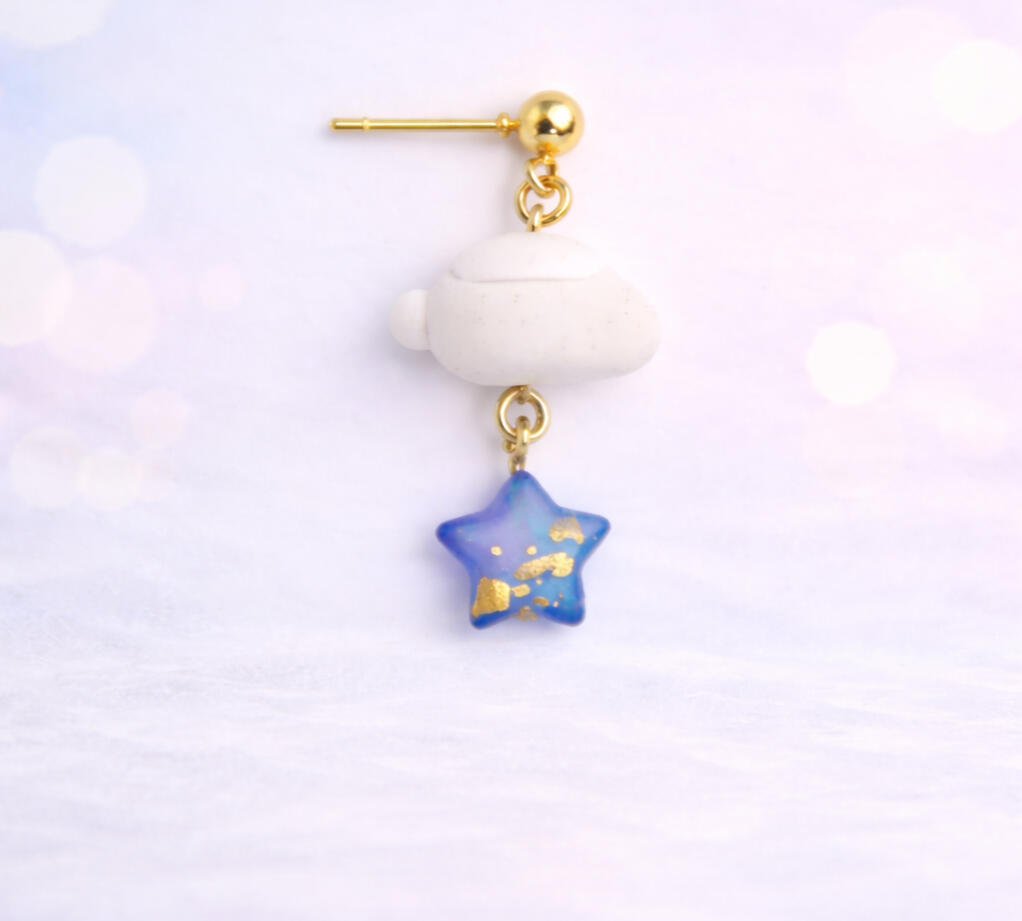 bunny with star drop earring