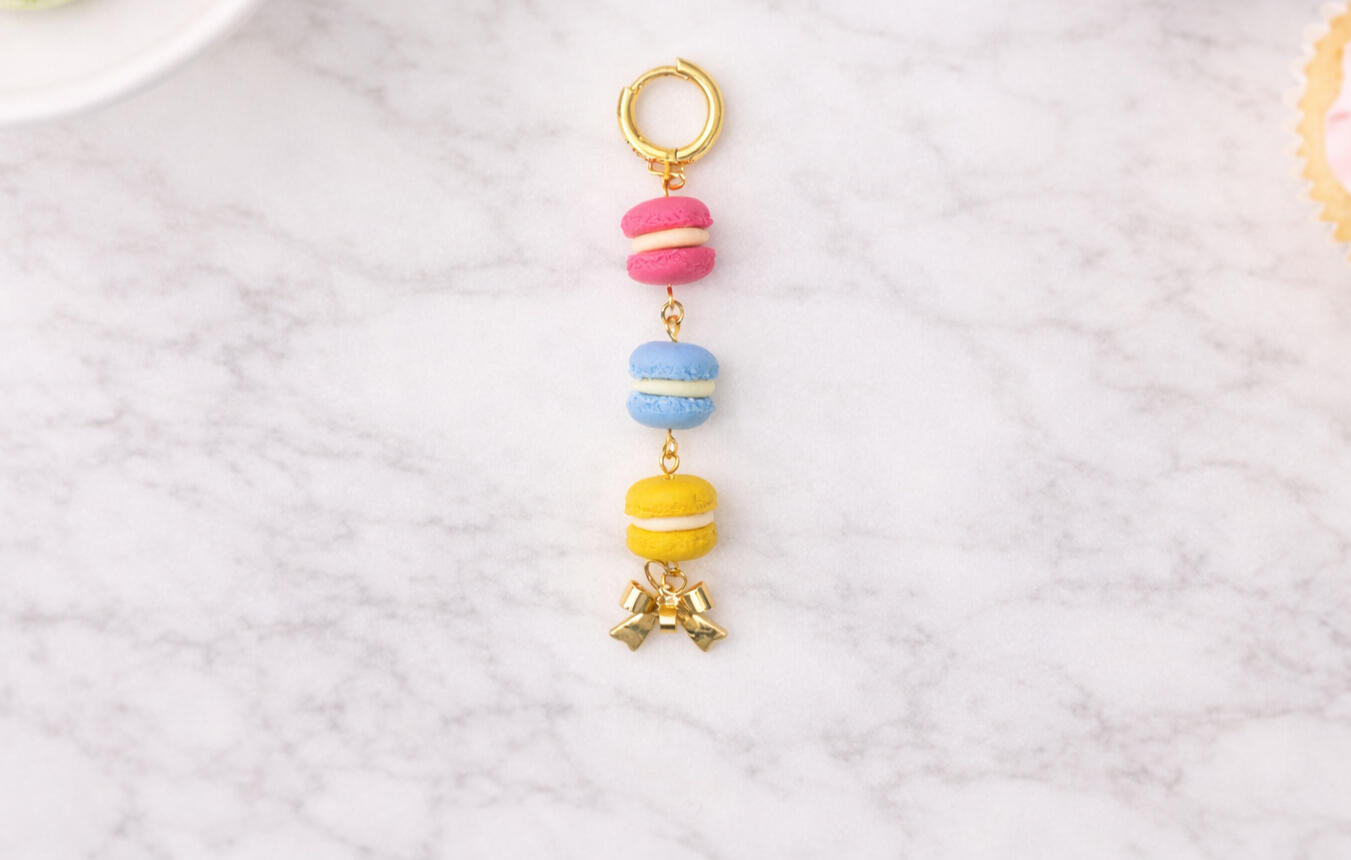 macaron dangle single earring with pave huggie hoop